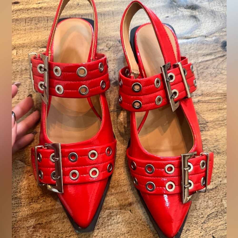 Red Patent Leather Slingback flats